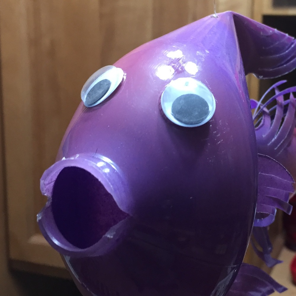 Water bottle fish that are hand made.